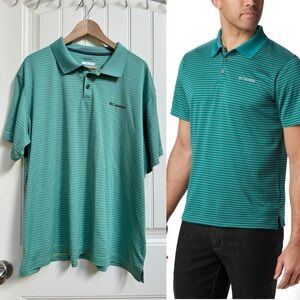 Columbia Utilizer Omni Shade Green Stripe Polo III Shirt. Size XXL